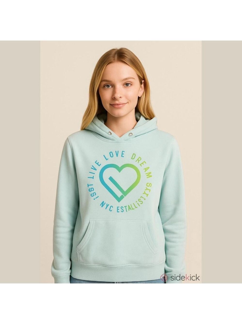Junior's Live Love Dream Hoodie, M, Light Blue